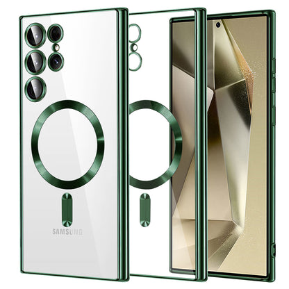 Custodia MagSafe per Samsung Galaxy S24 Ultra S928, Techsuit, Luxury Crystal, Verde Scuro