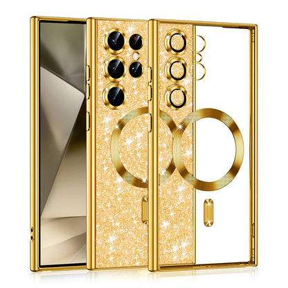 Coque MagSafe pour Samsung Galaxy S24 Ultra S928, Techsuit, Luxury Glitter, Dorée