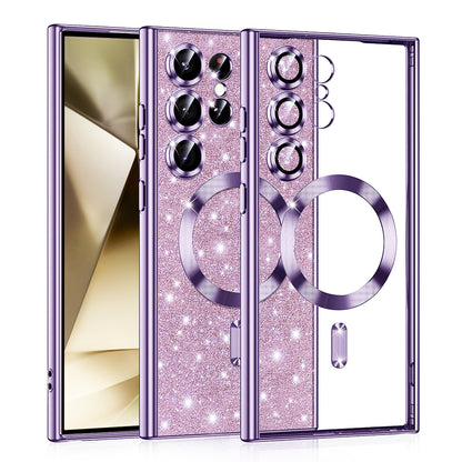 Coque MagSafe pour Samsung Galaxy S24 Ultra S928, Techsuit, Luxury Glitter, Violet Clair