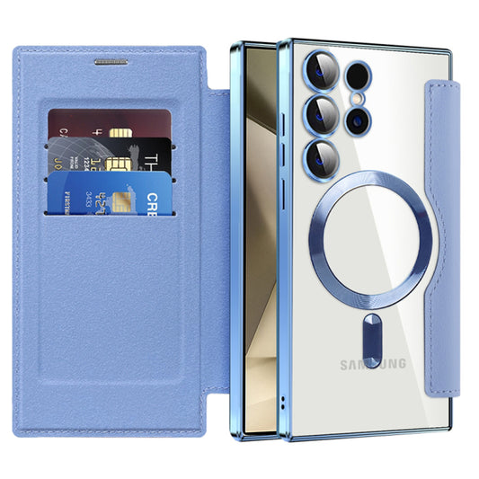 Coque MagSafe pour Samsung Galaxy S24 Ultra S928, Techsuit, SmartMag Book, Bleu