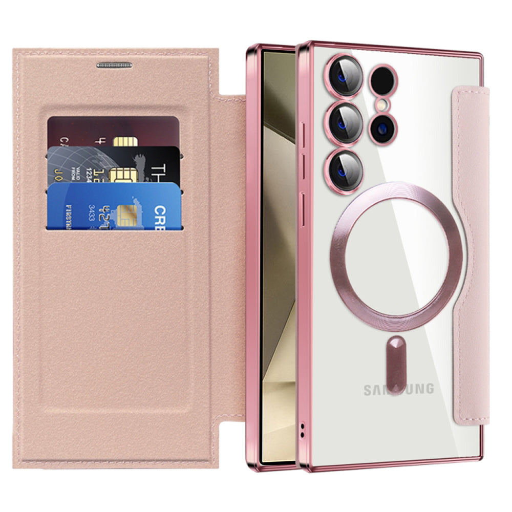 Custodia MagSafe per Samsung Galaxy S24 Ultra S928, Techsuit, SmartMag Book, Rosa