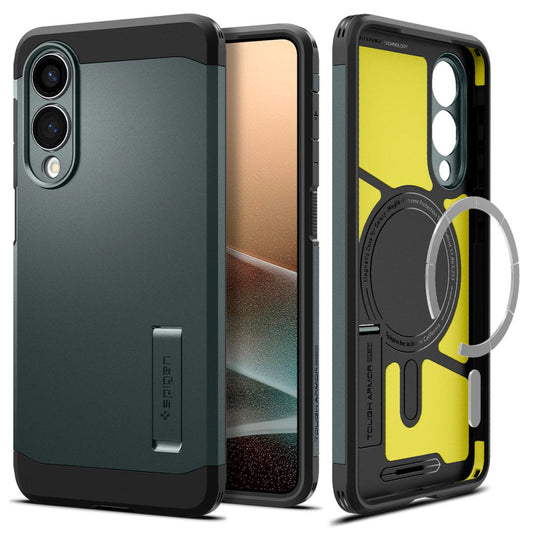 Coque MagSafe pour Samsung Galaxy S25 Edge S937, Spigen, Tough Armor, Vert ACS09424