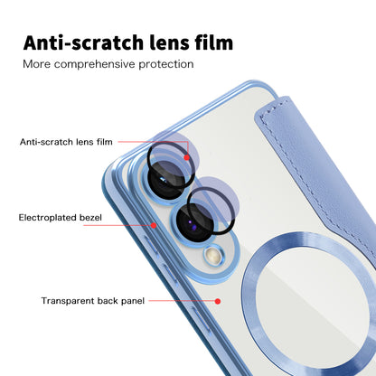 Coque MagSafe pour Samsung Galaxy S25 Edge S937, Techsuit, SmartMag Book, Bleu