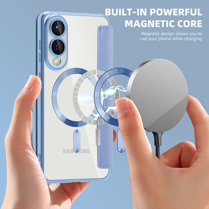 Coque MagSafe pour Samsung Galaxy S25 Edge S937, Techsuit, SmartMag Book, Bleu