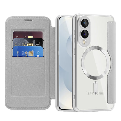 Coque MagSafe pour Samsung Galaxy S25 Edge S937, Techsuit, SmartMag Book, Gris