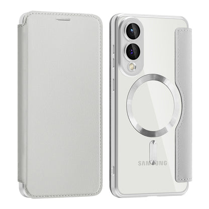 Coque MagSafe pour Samsung Galaxy S25 Edge S937, Techsuit, SmartMag Book, Gris