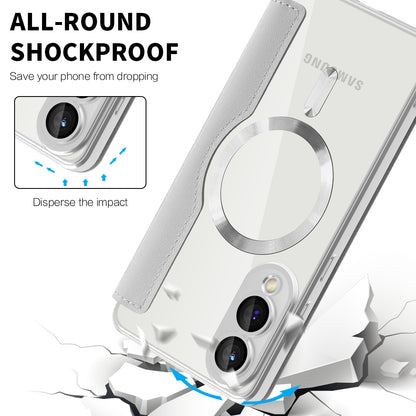 Coque MagSafe pour Samsung Galaxy S25 Edge S937, Techsuit, SmartMag Book, Gris