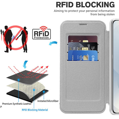 Coque MagSafe pour Samsung Galaxy S25 Edge S937, Techsuit, SmartMag Book, Gris