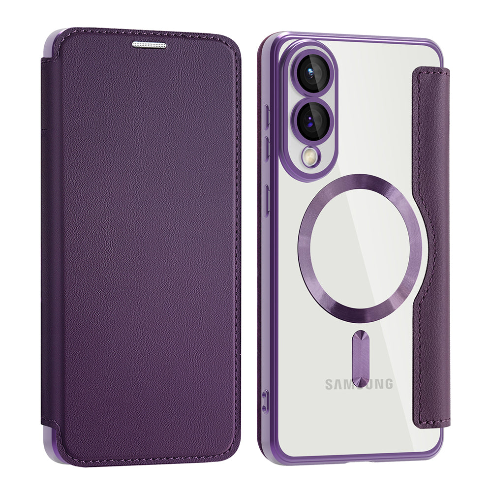 Coque MagSafe pour Samsung Galaxy S25 Edge S937, Techsuit, SmartMag Book, Violet