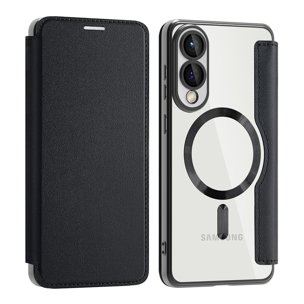Custodia MagSafe per Samsung Galaxy S25 Edge S937, Techsuit, SmartMag Book, Nera