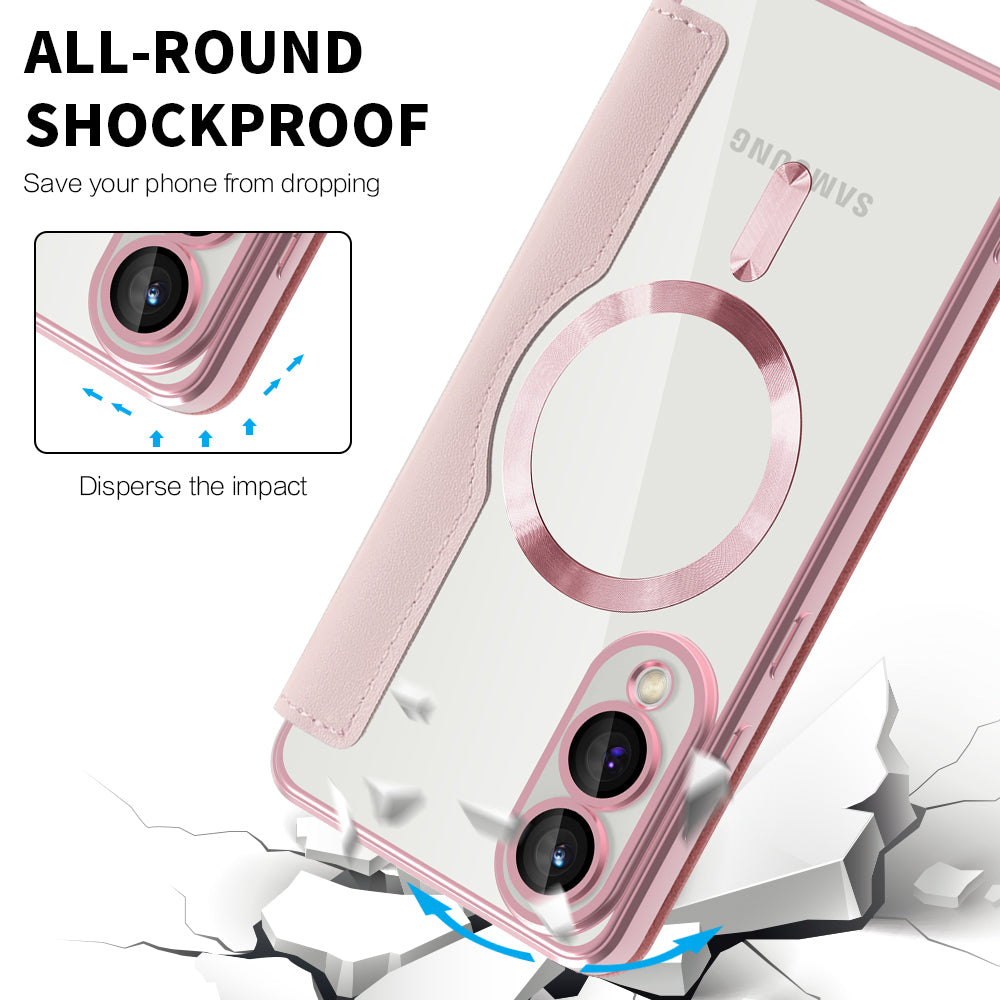 Coque MagSafe pour Samsung Galaxy S25 Edge S937, Techsuit, SmartMag Book, Rose