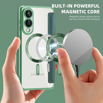 Custodia MagSafe per Samsung Galaxy S25 Edge S937, Techsuit, SmartMag Book, Verde