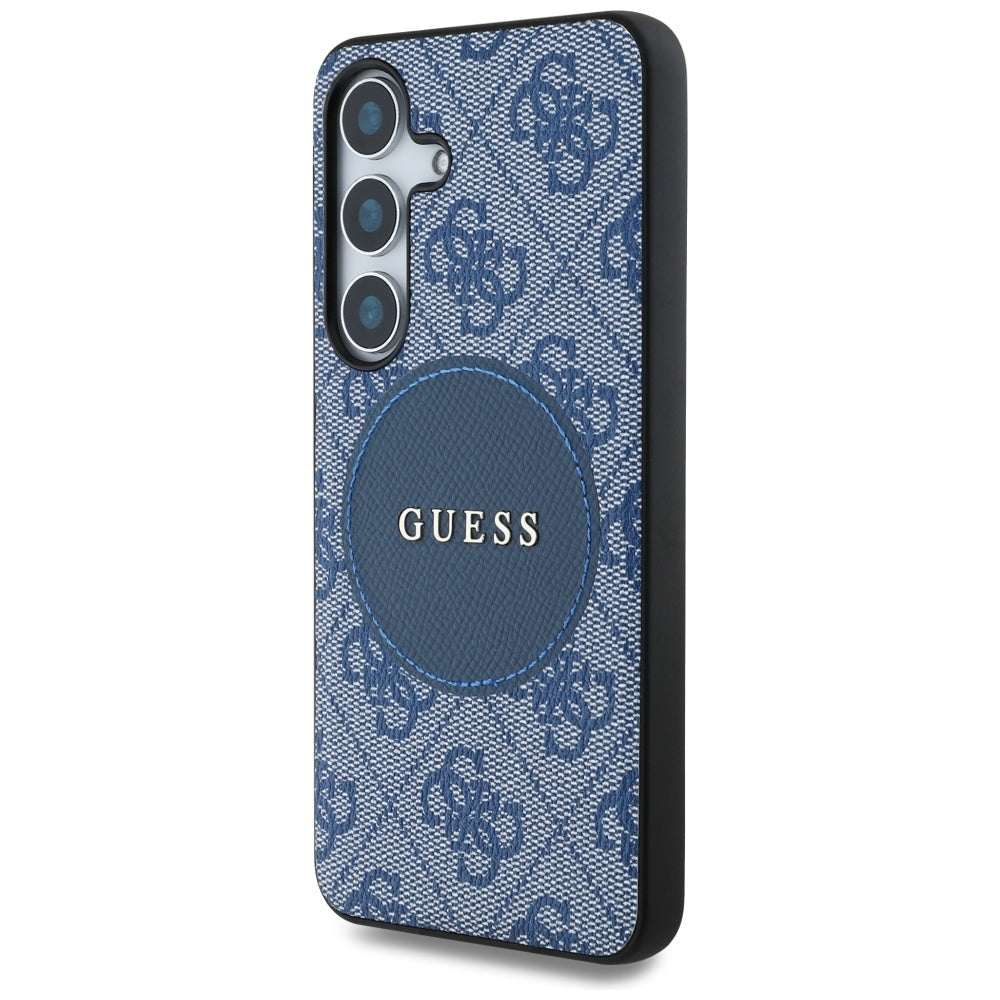 Étui MagSafe pour Samsung Galaxy S25+ S936, Guess, logo classique 4G Circle, Bleu