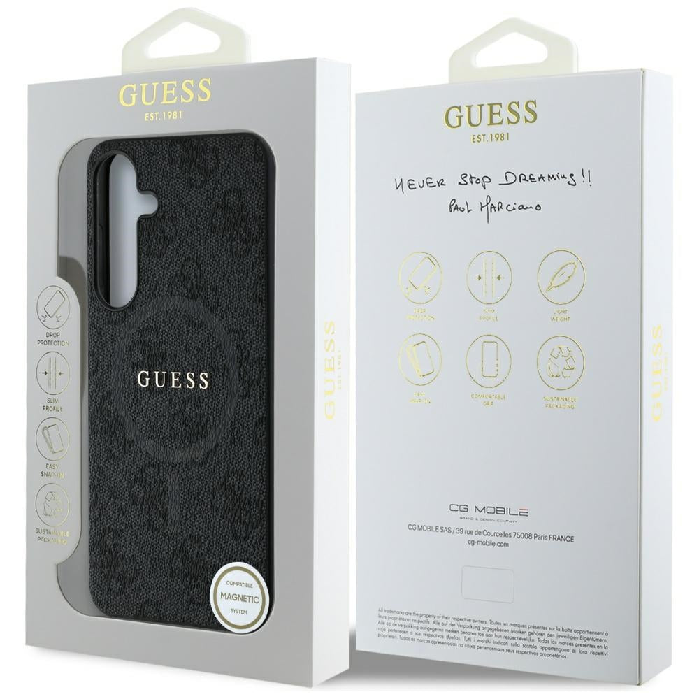 Étui MagSafe pour Samsung Galaxy S25+ S936, Guess, 4G Ring Classic Logo, Noir