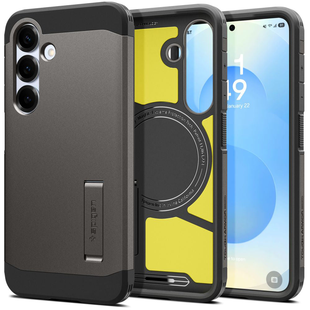 Custodia MagSafe per Samsung Galaxy S25+ S936, Spigen, Tough Armor, Grigio