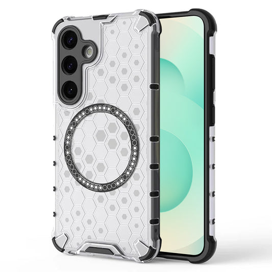 Custodia MagSafe per Samsung Galaxy S25+ S936, Techsuit, HoneyComb Shield, Bianca