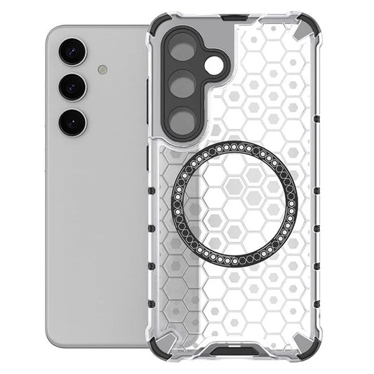 Custodia MagSafe per Samsung Galaxy S25+ S936, Techsuit, HoneyComb Shield, Bianca