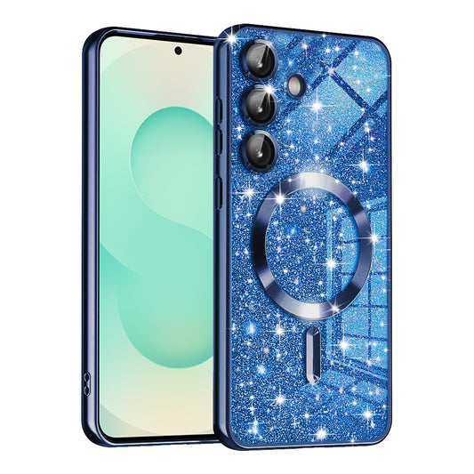 MagSafe-Hülle für Samsung Galaxy S25+ S936, Techsuit, Luxury Glitter, Dunkelblau