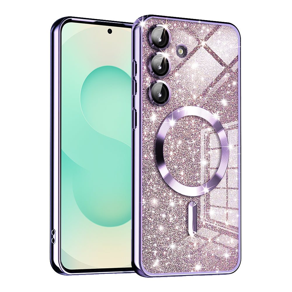 MagSafe-Hülle für Samsung Galaxy S25+ S936, Techsuit, Luxury Glitter, Hellviolett