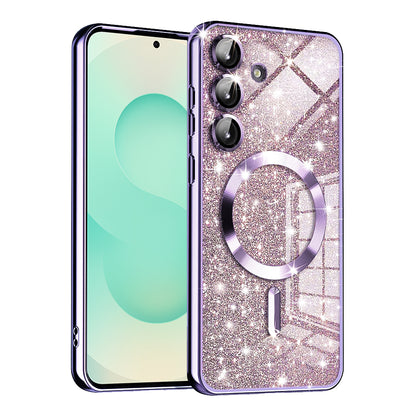 MagSafe-Hülle für Samsung Galaxy S25+ S936, Techsuit, Luxury Glitter, Hellviolett