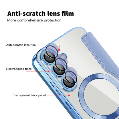 Custodia MagSafe per Samsung Galaxy S25+ S936, Techsuit, SmartMag Book, Blu