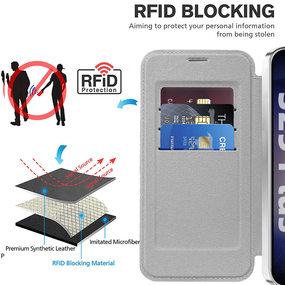 Coque MagSafe pour Samsung Galaxy S25+ S936, Techsuit, SmartMag Book, Gris