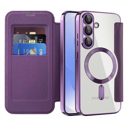 Coque MagSafe pour Samsung Galaxy S25+ S936, Techsuit, SmartMag Book, Violet