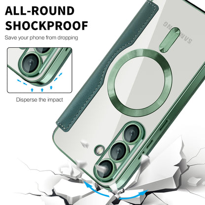 Coque MagSafe pour Samsung Galaxy S25+ S936, Techsuit, SmartMag Book, Vert