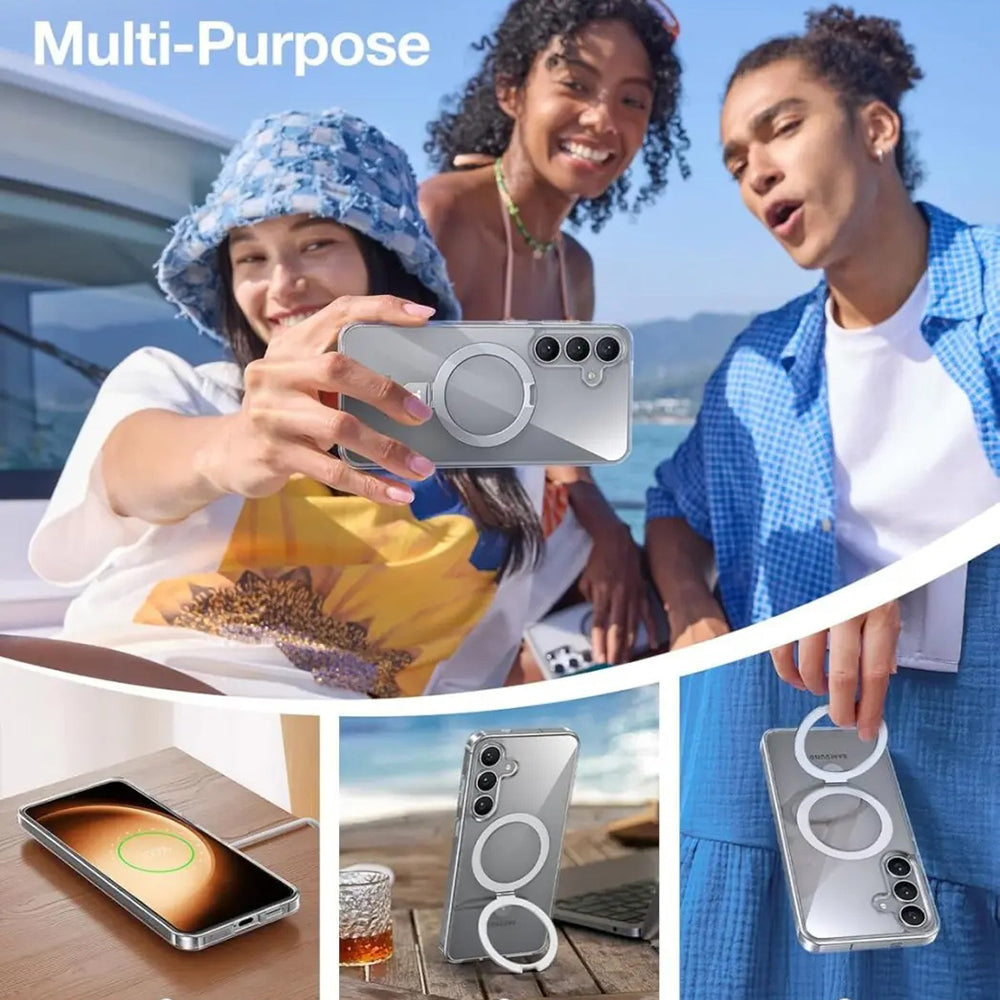 Custodia MagSafe per Samsung Galaxy S25+ S936, Torras, Ostand, Trasparente