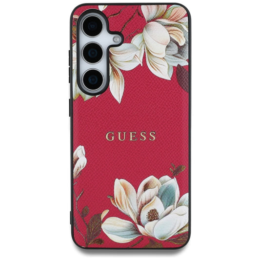 Étui MagSafe pour Samsung Galaxy S25 S931, Guess, Grained Flowers, Fuchsia
