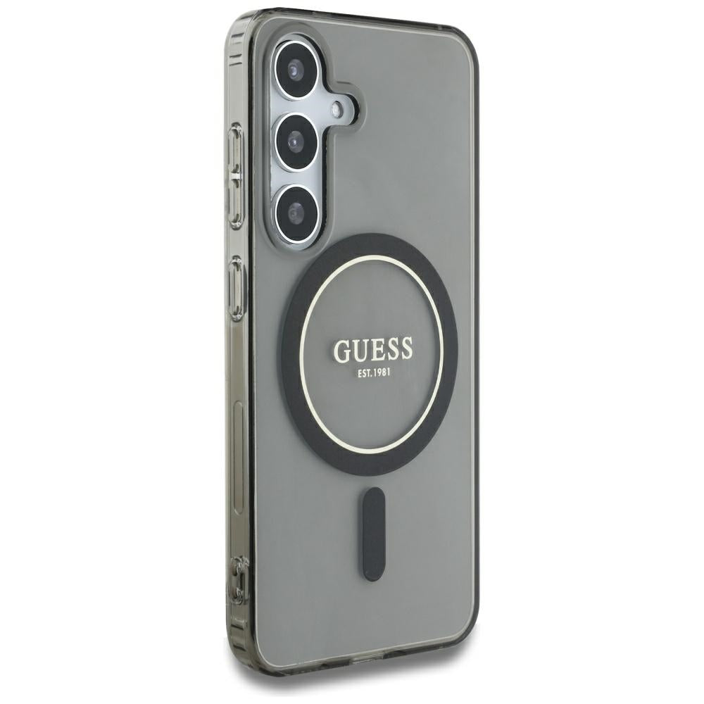 Custodia MagSafe per Samsung Galaxy S25 S931, Guess, IML Glitter Circle, Nera