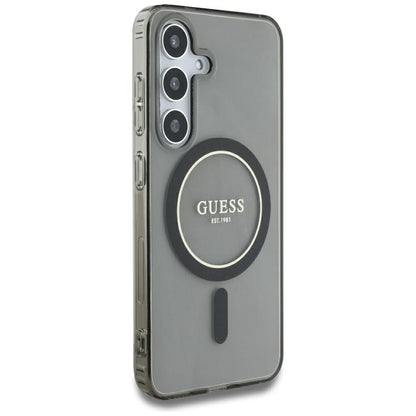 Custodia MagSafe per Samsung Galaxy S25 S931, Guess, IML Glitter Circle, Nera