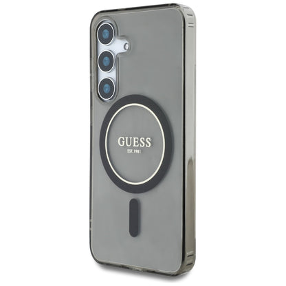 Custodia MagSafe per Samsung Galaxy S25 S931, Guess, IML Glitter Circle, Nera
