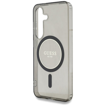 Custodia MagSafe per Samsung Galaxy S25 S931, Guess, IML Glitter Circle, Nera