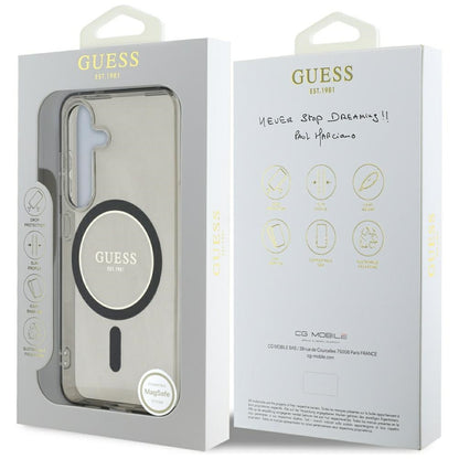 Custodia MagSafe per Samsung Galaxy S25 S931, Guess, IML Glitter Circle, Nera