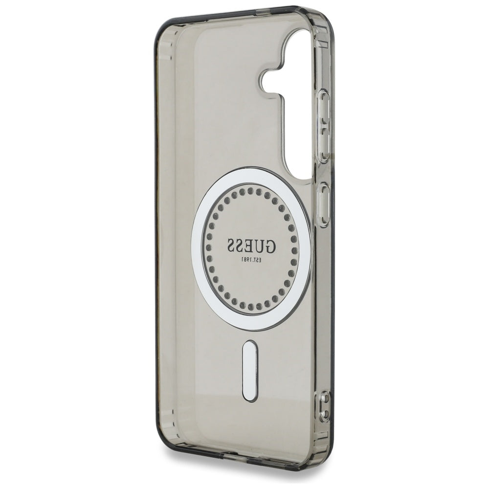 Custodia MagSafe per Samsung Galaxy S25 S931, Guess, IML Rhinestone, Nera