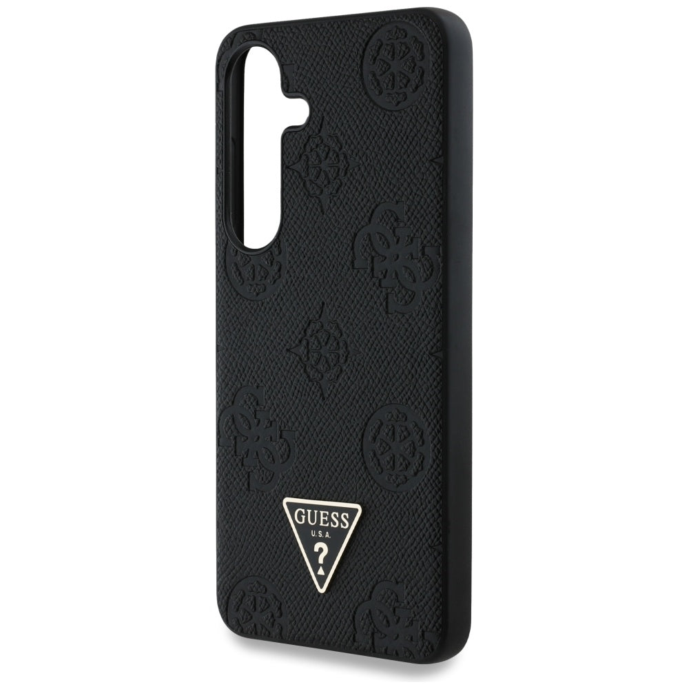 Custodia MagSafe per Samsung Galaxy S25 S931, Guess, Peony Grained Hot Stamp Triangle, Nera