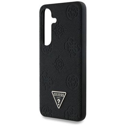 Custodia MagSafe per Samsung Galaxy S25 S931, Guess, Peony Grained Hot Stamp Triangle, Nera