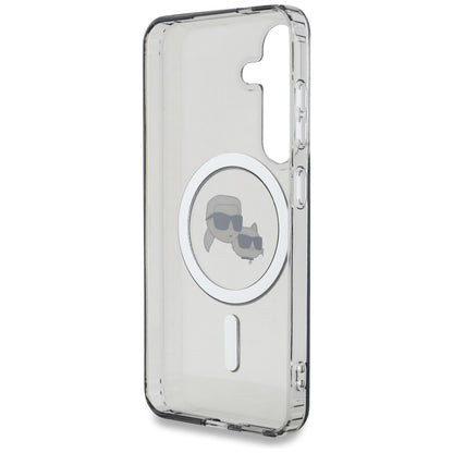 Custodia MagSafe per Samsung Galaxy S25 S931, Karl Lagerfeld, IML Metal Karl & Choupette's Heads, Nera