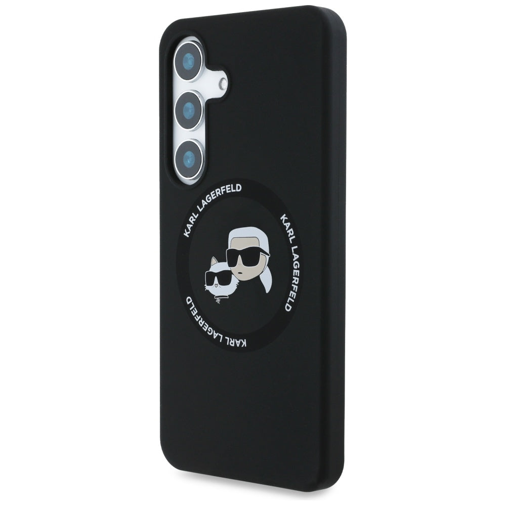 Custodia MagSafe per Samsung Galaxy S25 S931, Karl Lagerfeld, Silicone Double Heads, Nera