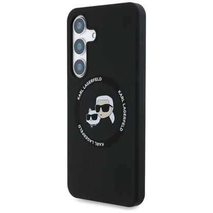 Custodia MagSafe per Samsung Galaxy S25 S931, Karl Lagerfeld, Silicone Double Heads, Nera