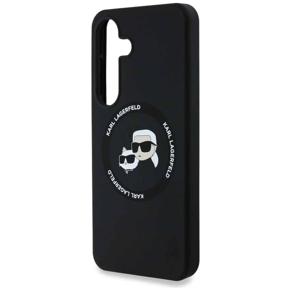 Custodia MagSafe per Samsung Galaxy S25 S931, Karl Lagerfeld, Silicone Double Heads, Nera