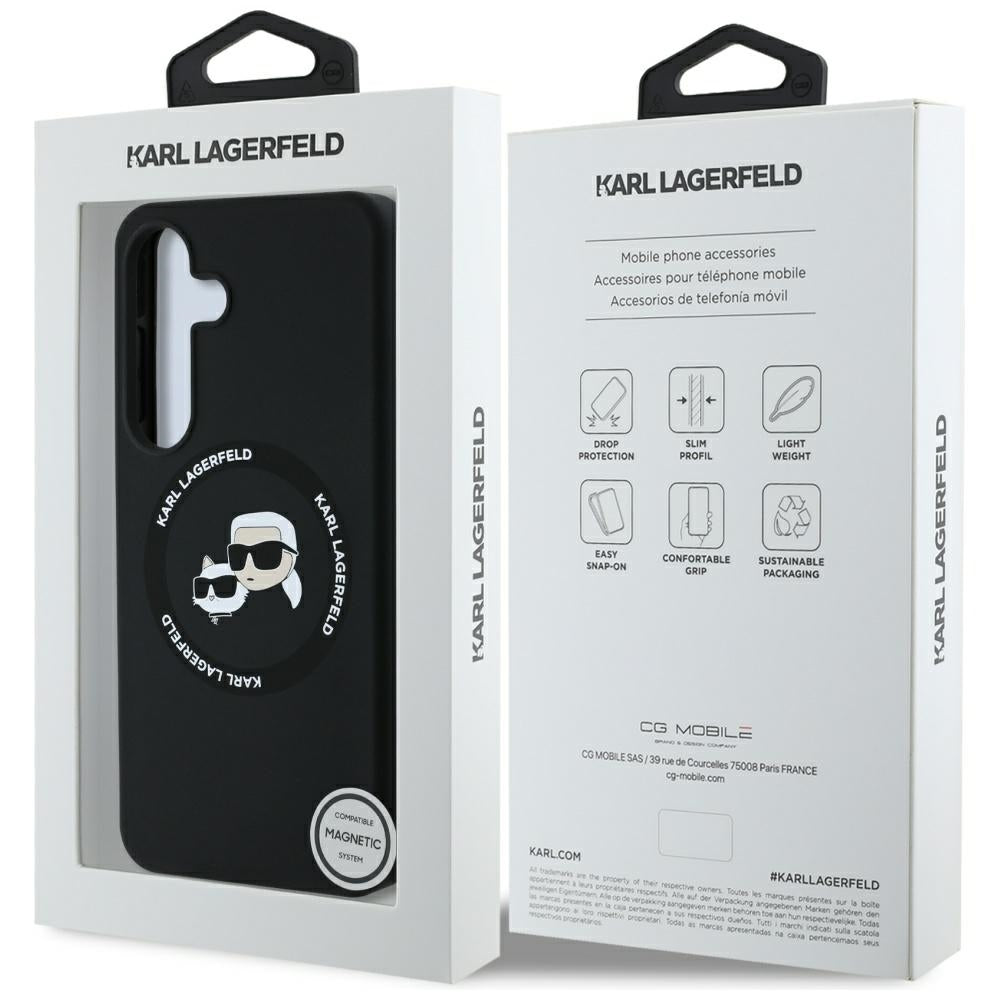 Custodia MagSafe per Samsung Galaxy S25 S931, Karl Lagerfeld, Silicone Double Heads, Nera