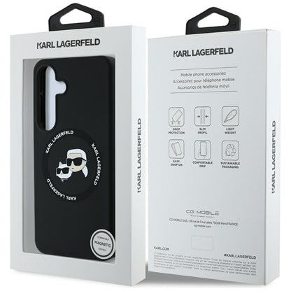 Custodia MagSafe per Samsung Galaxy S25 S931, Karl Lagerfeld, Silicone Double Heads, Nera