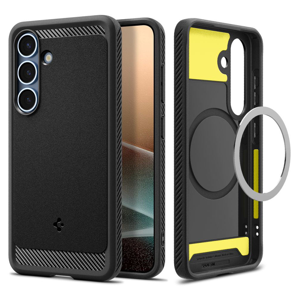 Coque MagSafe pour Samsung Galaxy S25 S931, Spigen, Rugged Armor, Noir Mat ACS08998