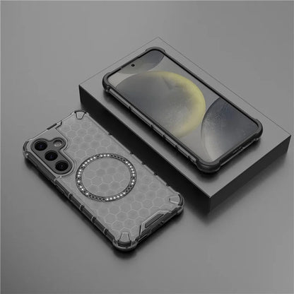 Custodia MagSafe per Samsung Galaxy S25 S931, Techsuit, HoneyComb Shield, Nera