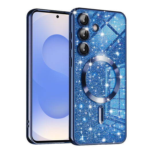 MagSafe Case for Samsung Galaxy S25 S931, Techsuit, Luxury Glitter, Dark Blue