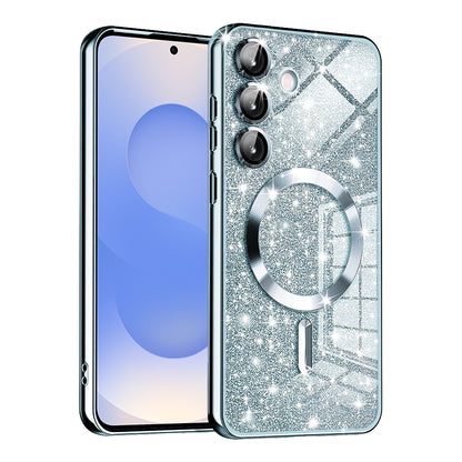 Coque MagSafe pour Samsung Galaxy S25 S931, Techsuit, Luxury Glitter, Bleu