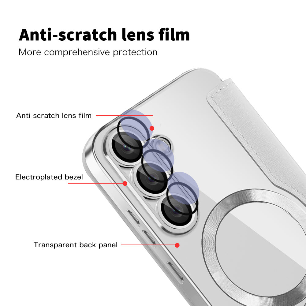 Coque MagSafe pour Samsung Galaxy S25 S931, Techsuit, SmartMag Book, Gris