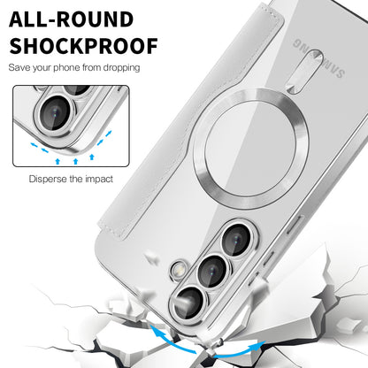 Coque MagSafe pour Samsung Galaxy S25 S931, Techsuit, SmartMag Book, Gris
